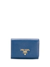 Prada Logo Appliqué Wallet In F0016 Bluette