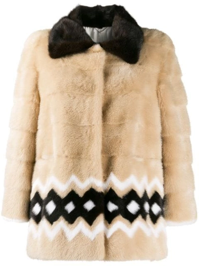 Simonetta Ravizza Fur Collar Puffer Jacket In Neutrals