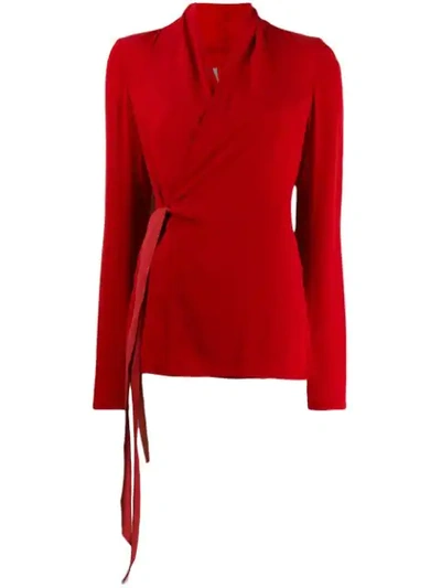 Rick Owens Wrap Blouse In Red