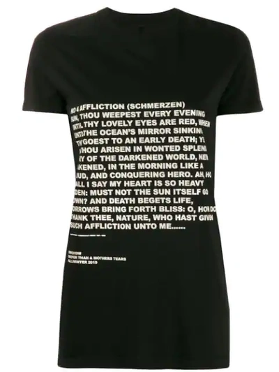 Rick Owens Drkshdw Text Print T-shirt In Black