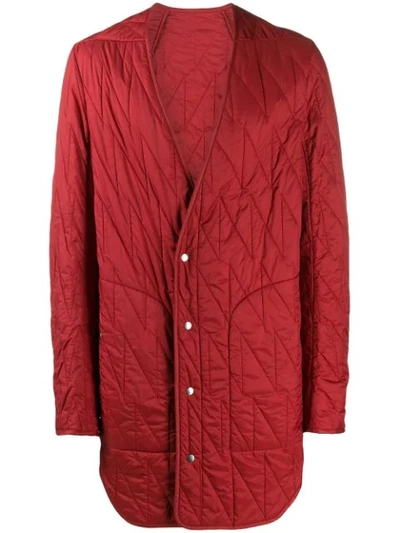 Rick Owens Larry Off-the-runway Quilted Coat In Red