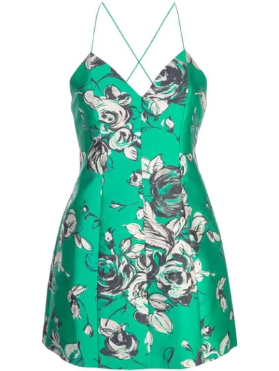 Alice And Olivia Floral Sweetheart Dress In Green