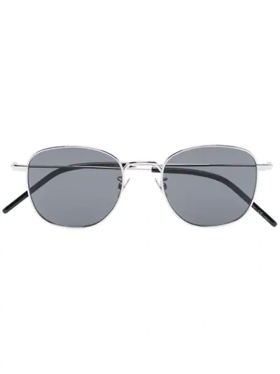 Saint Laurent Round Frame Sunglasses In Silver