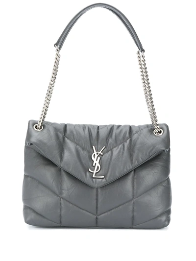 Saint Laurent Blue/silver Medium Loulou Puffer Bag