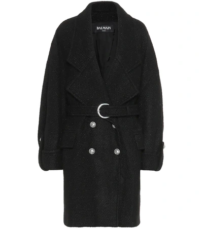 Balmain Double-breasted Cocoon Coat In Black