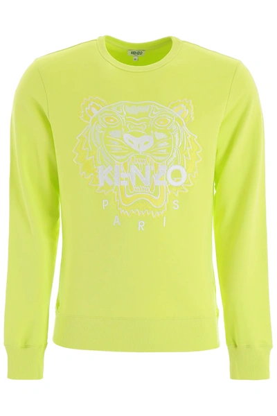 Kenzo Neon Tiger-embroidered Sweatshirt In Yellow
