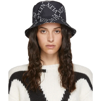 Valentino Garavani 'vltn Grid' Print Bucket Hat In 0ni Blk Wht
