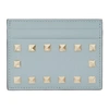 Valentino Garavani Valentino Blue  Rockstud Card Holder In Jade