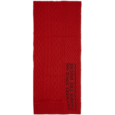 Raf Simons Red Wool Asymmetric Scarf In 00030 Red
