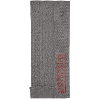 Raf Simons Grey Wool Asymmetric Scarf In 00080 Grey