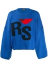 Raf Simons Logo Embroidered Sweater In Blue