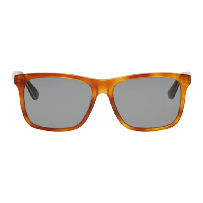 Gucci Tortoiseshell Rectangular Sunglasses In 004 Havana
