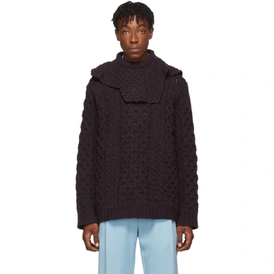 Raf Simons Double-layer Cable-knit Jumper In 00055 Dkaub