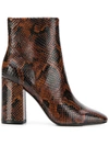 Ash Jade Python-embossed Leather Ankle Boots In Cognac