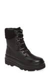 Ash Siberia Faux Fur-lined Leather Combat Boots In Black