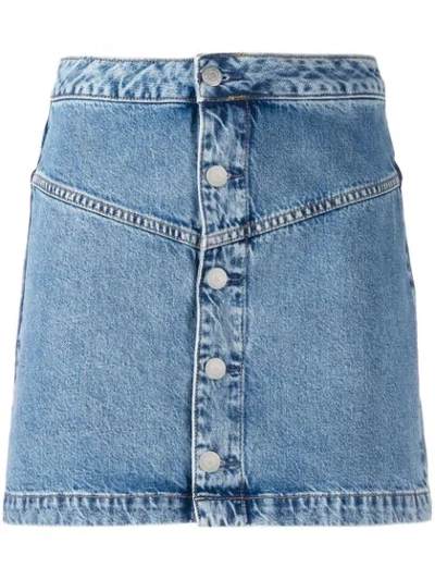 Calvin Klein Jeans Est.1978 Button-up Cotton Denim Mini Skirt In 911 Everest Blue
