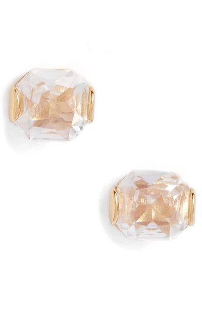 Kate Spade That Sparkle 12k Yellow Goldplated Princess Cut Stud Earrings In Clear/ Gold