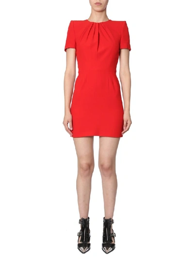 Alexander Mcqueen Draped Detail Fitted Dress In Red