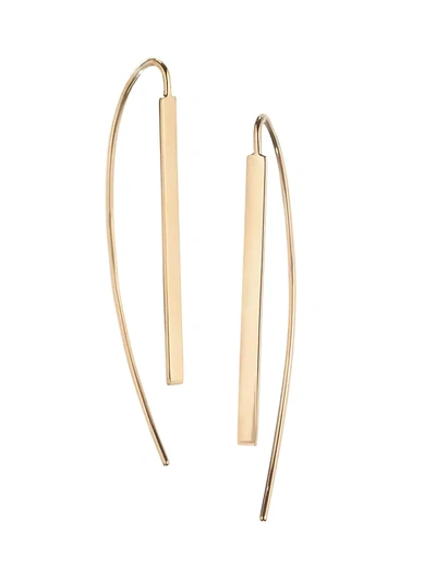 Lana Jewelry 14k Yellow Gold Small Flat Bar Hoop Threader Earrings