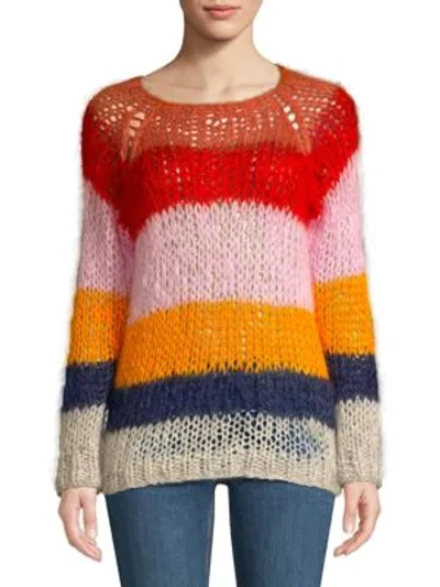 Maiami Mohair Multicolored Stripe Sweater In Copper