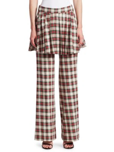 Maggie Marilyn Women's She's In Charge Layered Plaid Pants In Cream Red