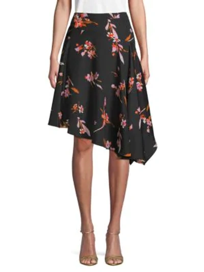 Joie Moni Floral Asymmetrical Skirt In Black Multi