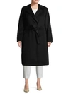 Marina Rinaldi Belted Long-sleeve Coat In Black