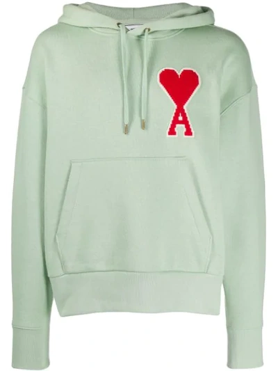 Ami Alexandre Mattiussi Hoodie With Big Ami Coeur Patch In Green
