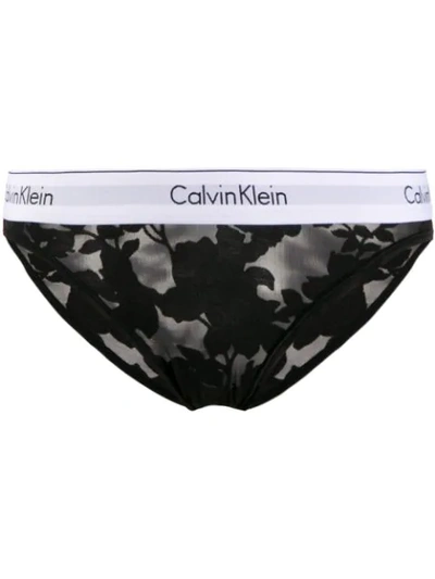 Calvin Klein Sheer Floral Briefs - Black