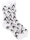 Henrik Vibskov Mountain Top Print Socks In 841/119 White Mountain