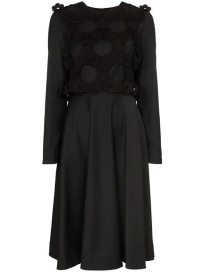 Paskal Floral Appliqué Midi Dress In Black