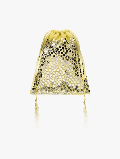 Attico Sequin-embellished Pouch Bag In Yellow