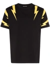 Neil Barrett Lightning Bolt T-shirt In 1004 Black + Yellow