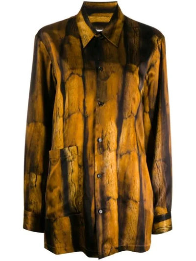 Mm6 Maison Margiela Fur-print Shirt In Brown