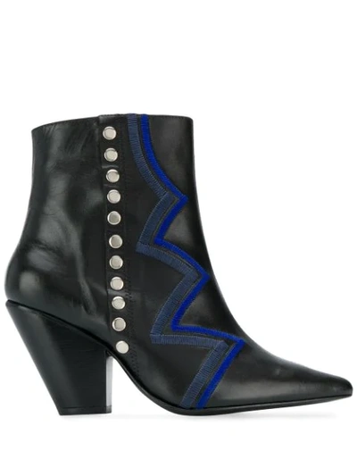 Toga Zig-zag Ankle Boots In Black Leather