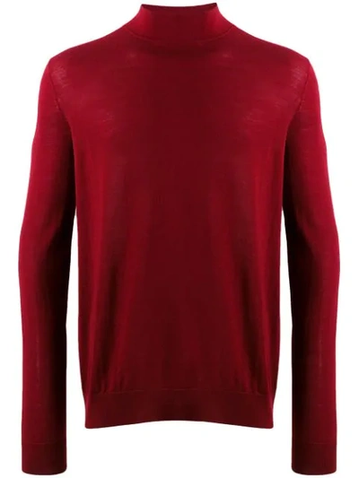 Pringle Of Scotland Mock-neck Knit Sweater In Red