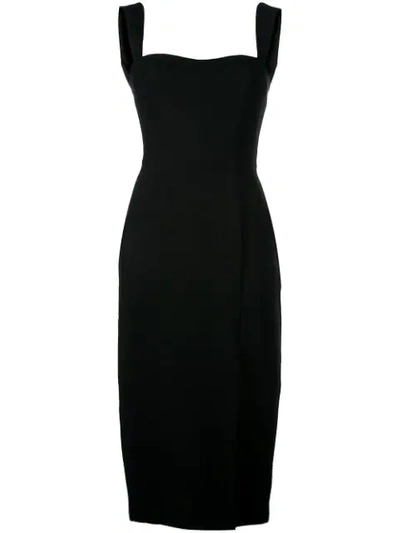 Adam Lippes Stretch Sable Fitted Midi Dress In Black