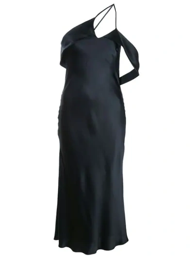 Michelle Mason Draped-arm Silk Dress In Black