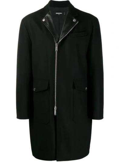Dsquared2 Classic Zipped Coat In Black