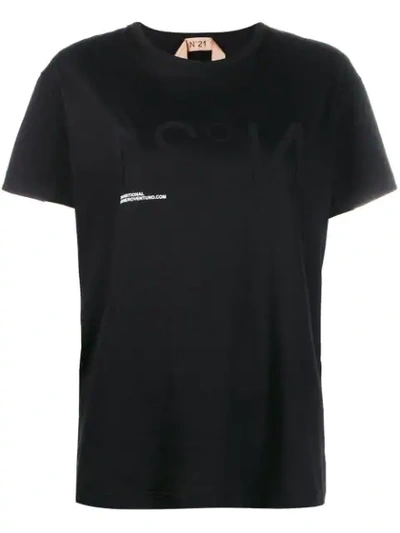 N°21 Inverted Logo Print T-shirt In Black
