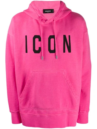 Dsquared2 Icon Logo Hoodie In Pink