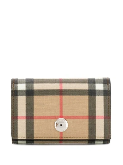 Burberry Vintage Check Pattern Purse In Brown