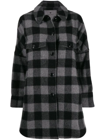 Woolrich Check Single-breasted Coat In Grey