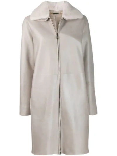 Manzoni 24 Mink Fur Collar Coat In Grey