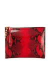 Marni Snake Print Effect Clutch In Red