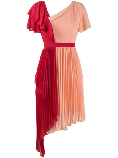 Three Floor Chimera Two-tone Pleated Dress In Pink