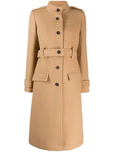 Chloé High Collar Single Breasted Coat In Neutrals