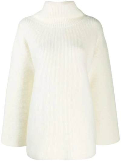 Jacquemus Ribbed Turtle Neck Jumper In White