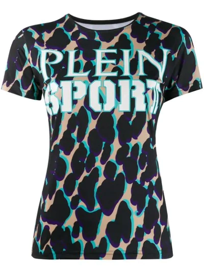 Plein Sport Leopard Print T-shirt In Black