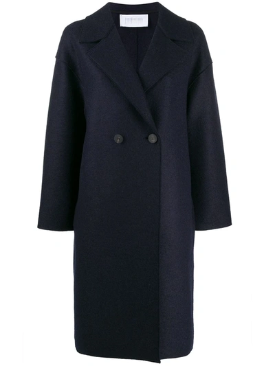 Harris Wharf London Double Breasted Coat In Blue